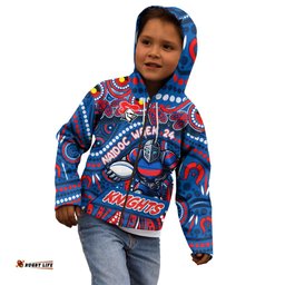 Custom Australia NAIDOC Week 2024 Kid Hoodie Newcastle Knights Mascot Keep The Fire Burning
