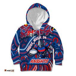 Custom Australia NAIDOC Week 2024 Kid Hoodie Newcastle Knights Mascot Keep The Fire Burning