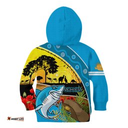 Sharks Rugby ANZAC Day Kid Hoodie Sharkies Rosemary Starry Night