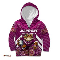 Custom Maroons Cane Toad Kid Hoodie Queensland Rugby