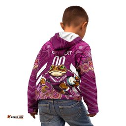 Custom Maroons Cane Toad Kid Hoodie Queensland Rugby