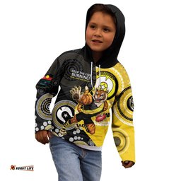 Custom AFL Richmond NAIDOC Week Kid Hoodie Keep The Fire Burning Indigenous Art