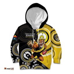 Custom AFL Richmond NAIDOC Week Kid Hoodie Keep The Fire Burning Indigenous Art