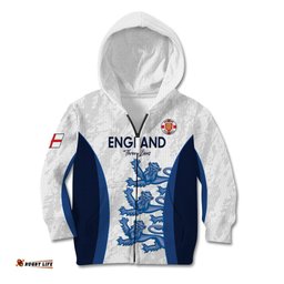 Custom England Football Kid Hoodie 2024 Go Champions Three Lions