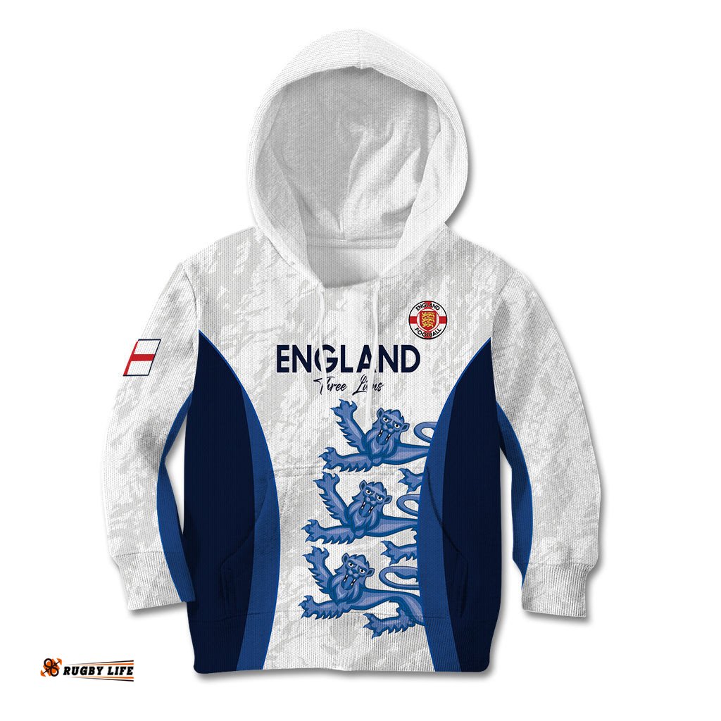Custom England Football Kid Hoodie 2024 Go Champions Three Lions