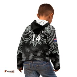 Custom New Zealand Silver Fern Rugby Kid Hoodie All Black Since 1892 Aotearoa Moko Maori