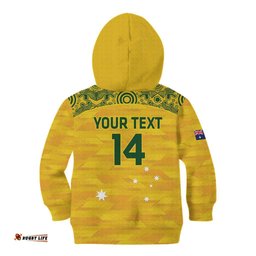 Custom Australia Matildas Kid Hoodie National Color Indigenous Art