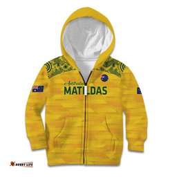 Custom Australia Matildas Kid Hoodie National Color Indigenous Art