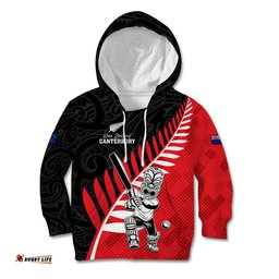 Custom New Zealand Canterbury Cricket Kid Hoodie With Maori Pattern