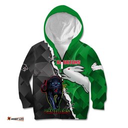 Custom Personalised Rabbitohs Mix Panthers Rugby Kid Hoodie Sporty Style