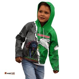 Custom Personalised Rabbitohs Mix Panthers Rugby Kid Hoodie Sporty Style