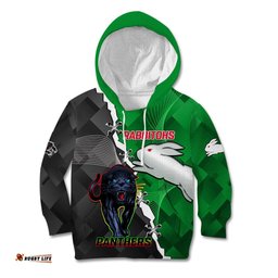 Custom Personalised Rabbitohs Mix Panthers Rugby Kid Hoodie Sporty Style