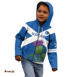 Custom Scotland Cricket Kid Hoodie 2024 Scottish Thistle Flag Style
