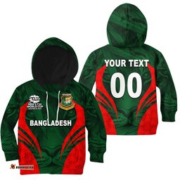 Custom Personalised And Number Bangladesh Cricket Men's World Cup Hoodie KID Tiger