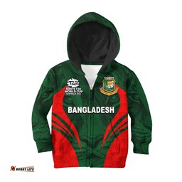 Custom Personalised And Number Bangladesh Cricket Men's World Cup Hoodie KID Tiger