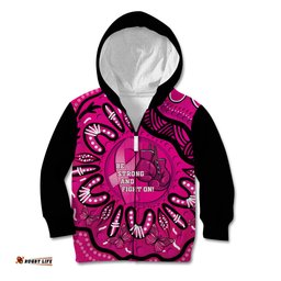 Personalised Australia Breast Cancer Kid Hoodie Pink Boxing Ribbon Be Strong And Fight On