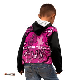 Personalised Australia Breast Cancer Kid Hoodie Pink Boxing Ribbon Be Strong And Fight On
