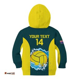 Custom Australia Water Polo 2024 Kid Hoodie Aussie Shark National Color Version