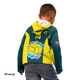 Custom Australia Water Polo 2024 Kid Hoodie Aussie Shark National Color Version
