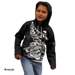 Custom Text And Number New Zealand Kiwi Rugby Kid Hoodie