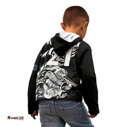 Custom Text And Number New Zealand Kiwi Rugby Kid Hoodie