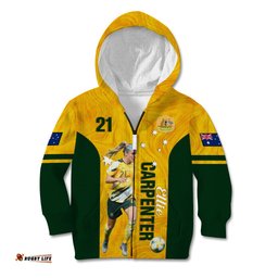 Australia Soccer Kid Hoodie Ellie Carpenter Matildas Gold Version