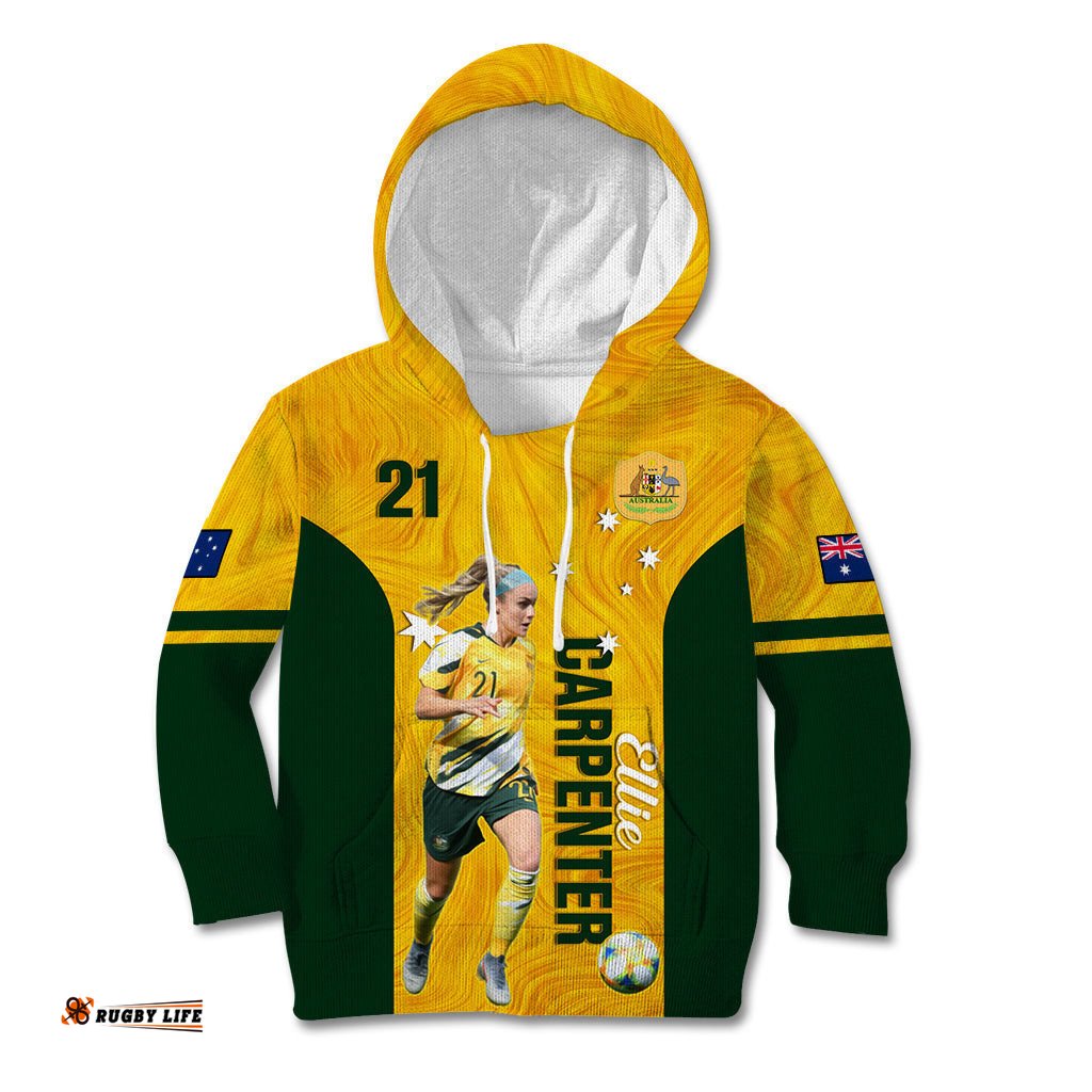 Australia Soccer Kid Hoodie Ellie Carpenter Matildas Gold Version