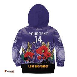 Custom Dockers Football ANZAC Kid Hoodie Gallipoli Camouflage With Poppies