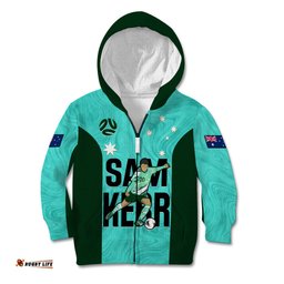 Custom Australia Soccer Kid Hoodie Sam Kerr Matildas Proud World Cup Turquoise