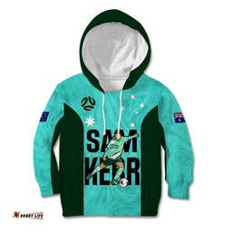 Custom Australia Soccer Kid Hoodie Sam Kerr Matildas Proud World Cup Turquoise