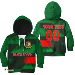 Custom Personalised And Number Bangladesh Cricket Men's World Cup Hoodie KID