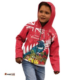 New Zealand Christmas In July Kid Hoodie Tui Bird With Kowhai Meri Kirihimete