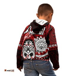 Te Reo Maori New Zealand Kid Hoodie Aotearoa Kia Haka Maori Tribal Tattoo Red Style
