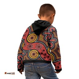 Aboriginal Hoodie Kid Indigenous Circle Dot Painting Style 03