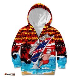 Australia Surfing Christmas Kid Hoodie Catch The Wave