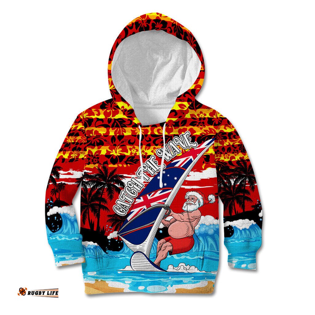 Australia Surfing Christmas Kid Hoodie Catch The Wave