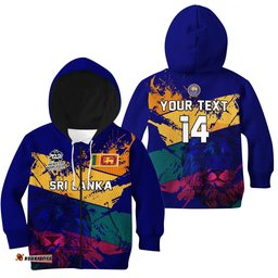 Custom Text And Number Sri Lanka Cricket Hoodie KID The Lions Mens World Cup