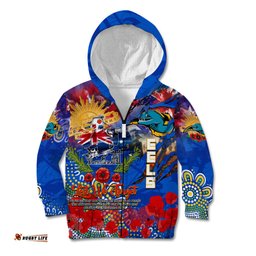 Personalised Australia Rugby Eels ANZAC Kid Hoodie Parramatta Scratch Style