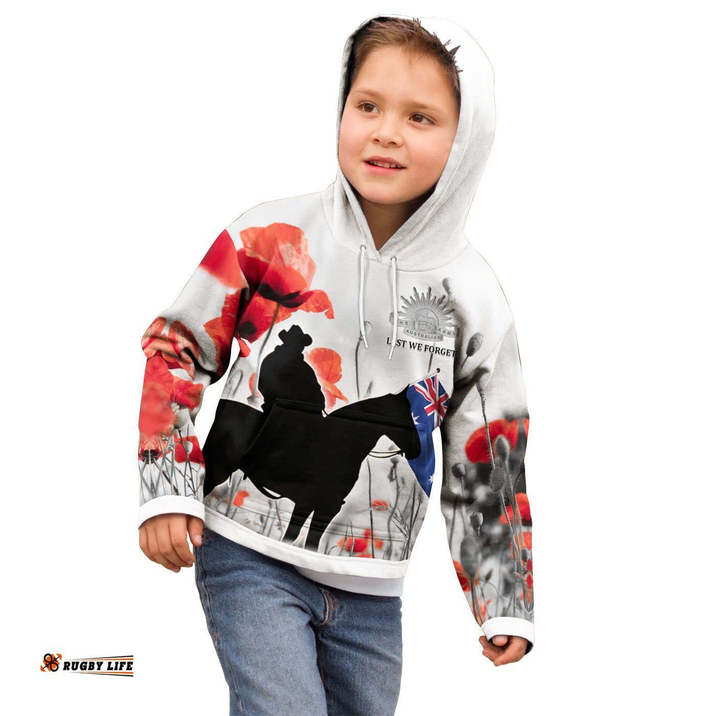 ANZAC Lest We Forget Hoodie Kid Australian Light Horse