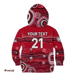 Custom Text And Number Australia Renegades Cricket Kid Hoodie Indigenous