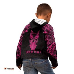 Personalised New Zealand Te Reo Maori Kid Hoodie Kia Kaha Maori Language Week Pink Style