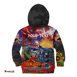 Personalised Australia Rugby Panthers ANZAC Kid Hoodie Penrith Scratch Style