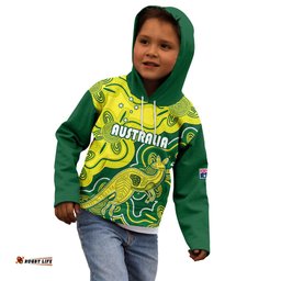 Australia Cricket Kid Hoodie Go Aussie World Cup Aboriginal Style Unique