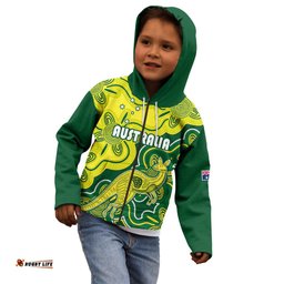 Australia Cricket Kid Hoodie Go Aussie World Cup Aboriginal Style Unique