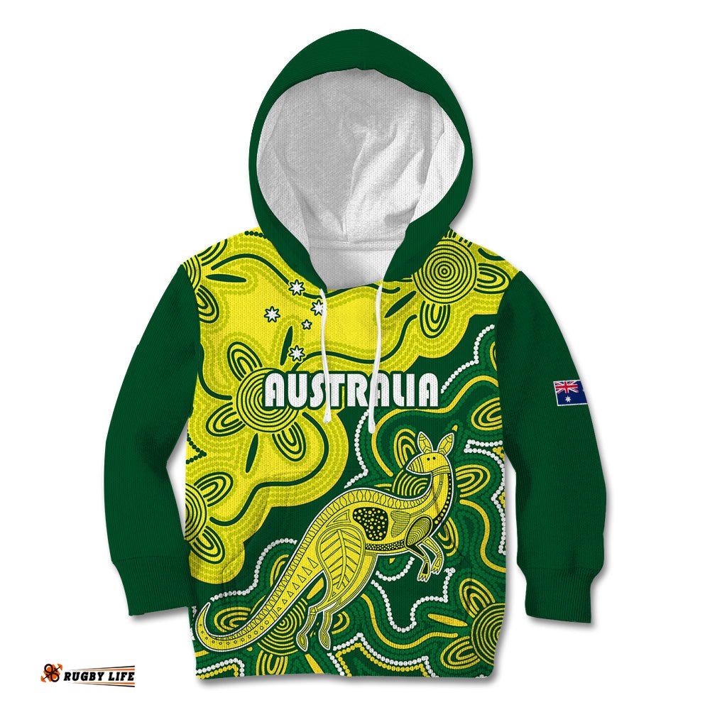 Australia Cricket Kid Hoodie Go Aussie World Cup Aboriginal Style Unique