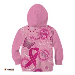 Personalised Australia Indigenous Kid Hoodie Breast Cancer Ribbon Think Pink Pink Version