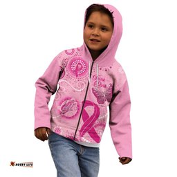 Personalised Australia Indigenous Kid Hoodie Breast Cancer Ribbon Think Pink Pink Version