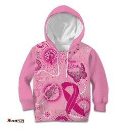 Personalised Australia Indigenous Kid Hoodie Breast Cancer Ribbon Think Pink Pink Version