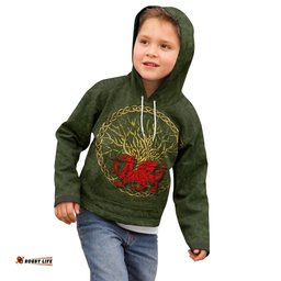 Wales Celtic Kid Hoodie Welsh Dragon With Celtic Tree
