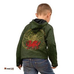 Wales Celtic Kid Hoodie Welsh Dragon With Celtic Tree